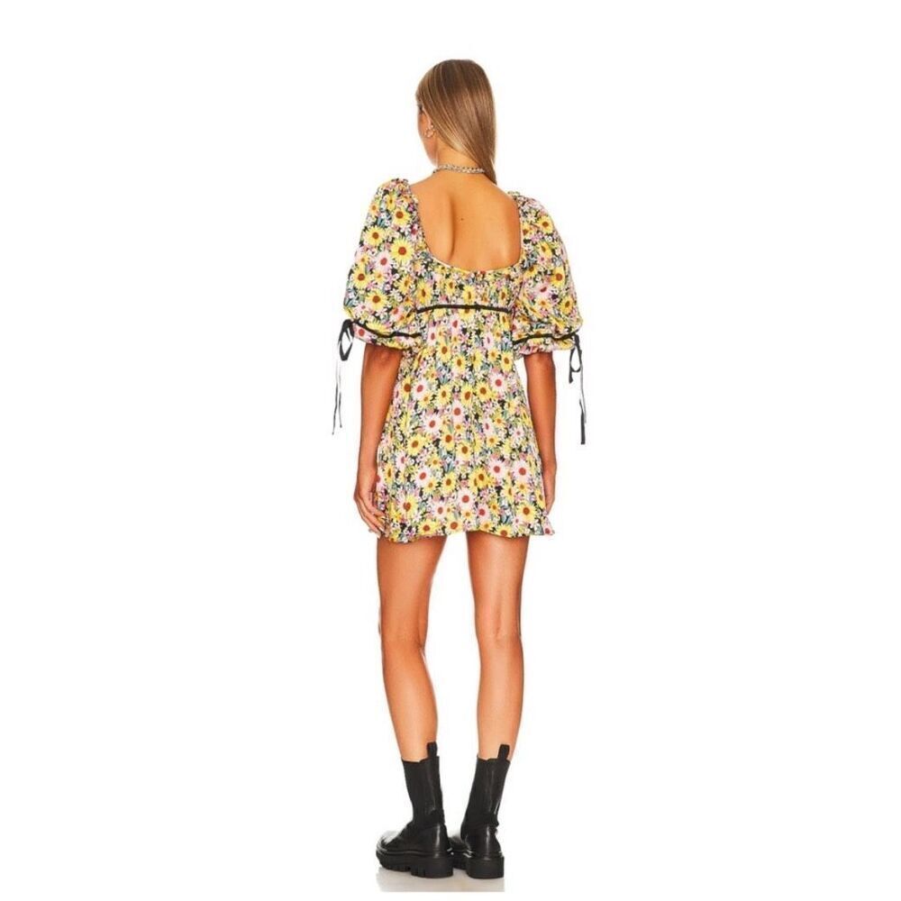 New For Love & Lemons Sylvia Puff Sleeve Mini Dress Size S - Picture 7 of 15